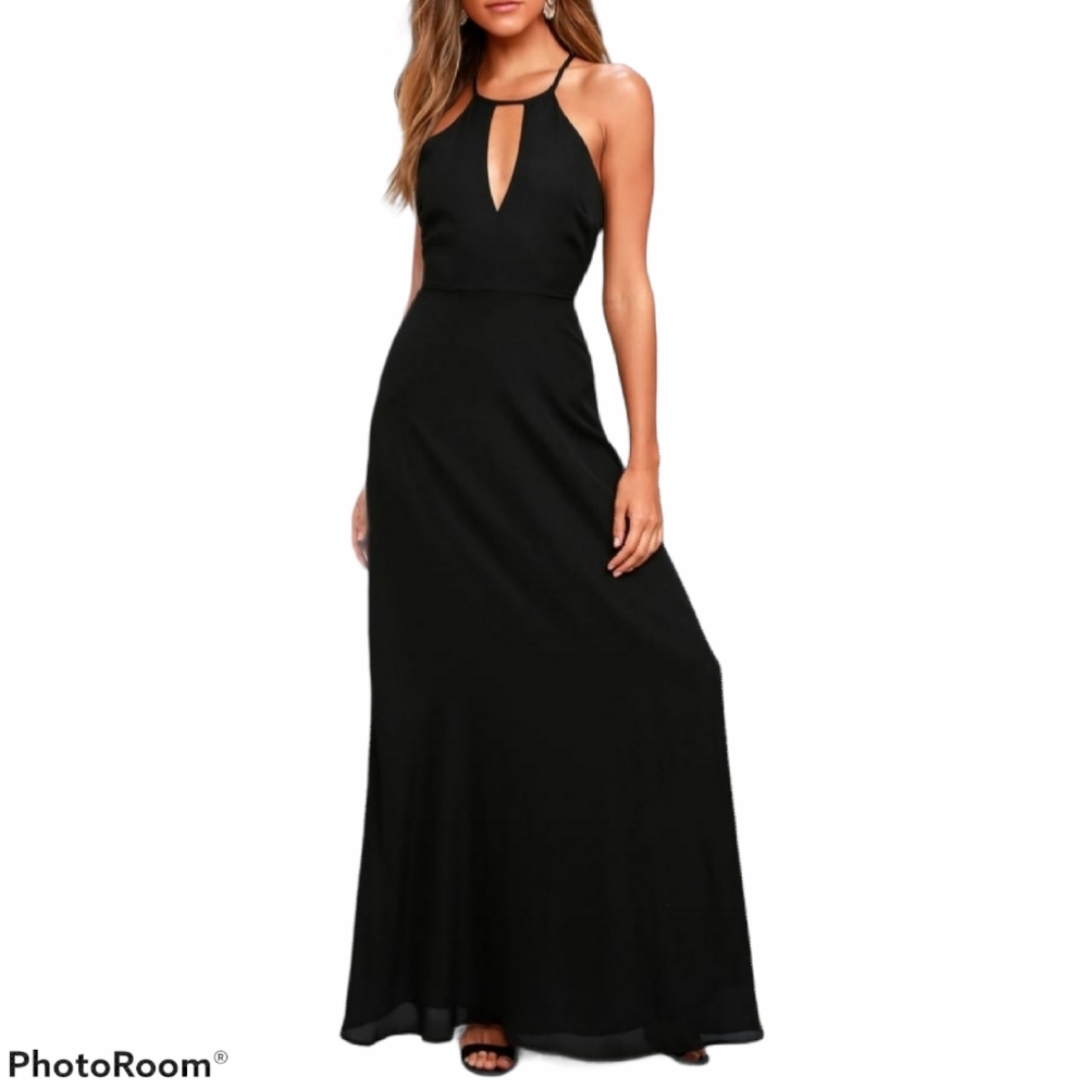 Lulu's Beauty and Grace Black Maxi Dress XS